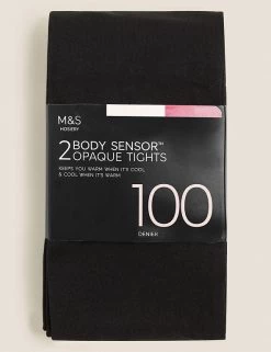 M&S Collection 2pk 100 Denier Body Sensorâ„¢ Opaque Tights