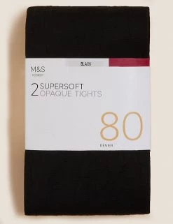 M&S Collection 2pk 80 Denier Supersoft Opaque Tights