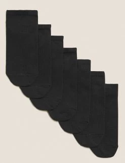 M&S Collection Socks & Tights 7pk Of Cotton Rich Trainer Liner Socks