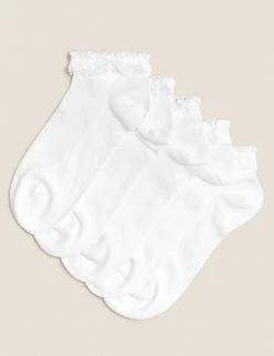 M&S Collection Socks & Tights 5pk Of Frill Trainer Liners