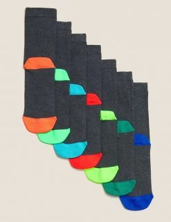M&S Collection 7pk Cotton Rich School Socks -Outlet The Tidy Tots Store SD 04 T64 2039S T4 X EC 5