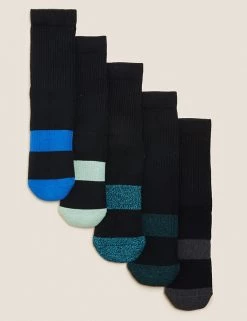M&S Collection Socks & Tights 5pk Cotton Rich Sports Socks -Outlet The Tidy Tots Store SD 04 T64 2056S Y0 X EC 90