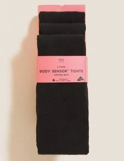 M&S Collection Socks & Tights 3pk Of Body Sensorâ„¢ School Tights