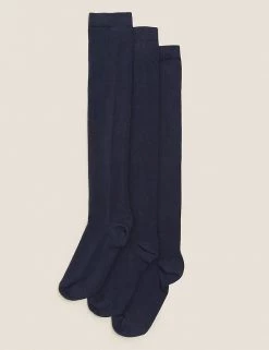 M&S Collection Socks & Tights 3pk Cotton Rich Over The Knee Socks -Outlet The Tidy Tots Store SD 04 T64 8001S F0 X EC 0