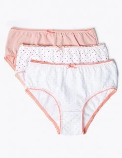 M&S Collection Underwear 10pk Pure Cotton Spotted Knickers (2-16 Yrs)