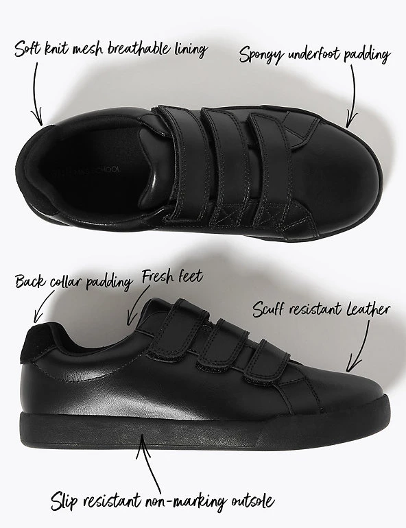 M&S Collection Kids' Leather Riptape School Shoes (13 Small- 9 Large) 4 M&S Collection Kids' Leather Riptape School Shoes (13 Small- 9 Large) - Image 2