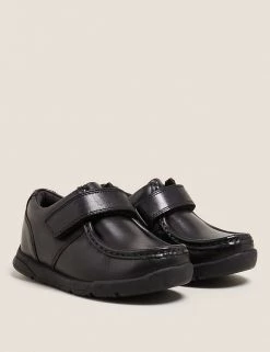 Kids' Leather Riptape School Shoes (8 Small - 1 Large)