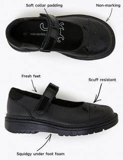 M&S Collection Kids' Leather Mary Jane Cat School Shoes (8 Small - 1 Large) -Outlet The Tidy Tots Store SD 04 T72 8662B Y0 X EC 9