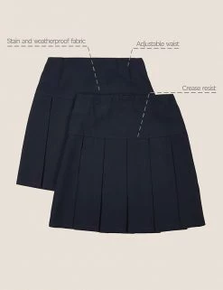 M&S Collection 2pk Girls' Crease Resistant School Skirts (2-16 Yrs) -Outlet The Tidy Tots Store SD 04 T76 0197 F0 X EC 90