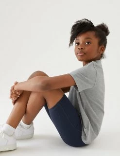 M&S Collection PE Kit 2pk Girls' Cotton With Stretch School Shorts (2-16 Yrs) -Outlet The Tidy Tots Store SD 04 T76 1033 F4 X EC 0