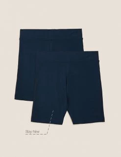 M&S Collection PE Kit 2pk Girls' Cotton With Stretch School Shorts (2-16 Yrs) -Outlet The Tidy Tots Store SD 04 T76 1033 F4 X EC 90
