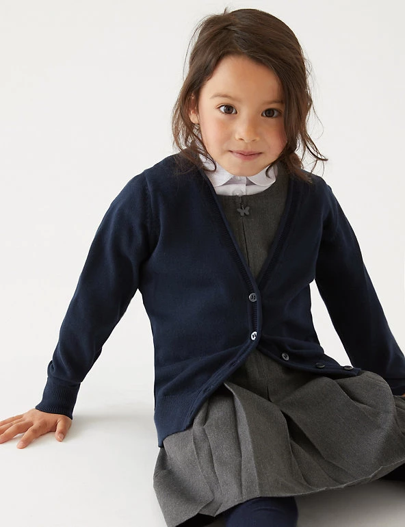 M&S Collection Cardigans 2pk Girls' Pure Cotton School Cardigan (3-18 Yrs) 3 M&S Collection Cardigans 2pk Girls' Pure Cotton School Cardigan (3-18 Yrs)