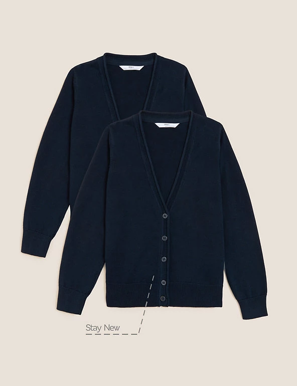 M&S Collection Cardigans 2pk Girls' Pure Cotton School Cardigan (3-18 Yrs) 4 M&S Collection Cardigans 2pk Girls' Pure Cotton School Cardigan (3-18 Yrs) - Image 2