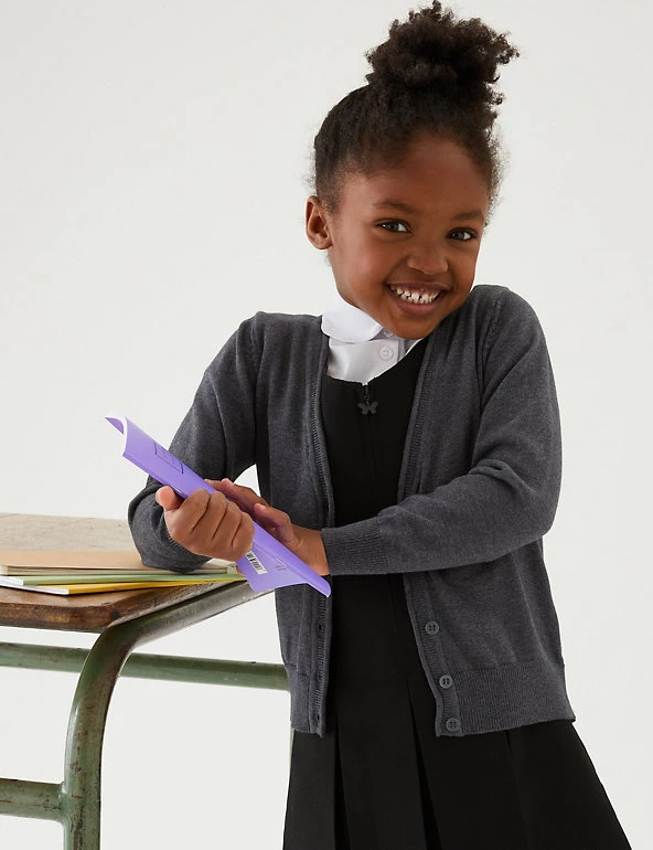 M&S Collection Cardigans 2pk Girls' Pure Cotton School Cardigan (3-18 Yrs) 11 M&S Collection Cardigans 2pk Girls' Pure Cotton School Cardigan (3-18 Yrs) - Image 9