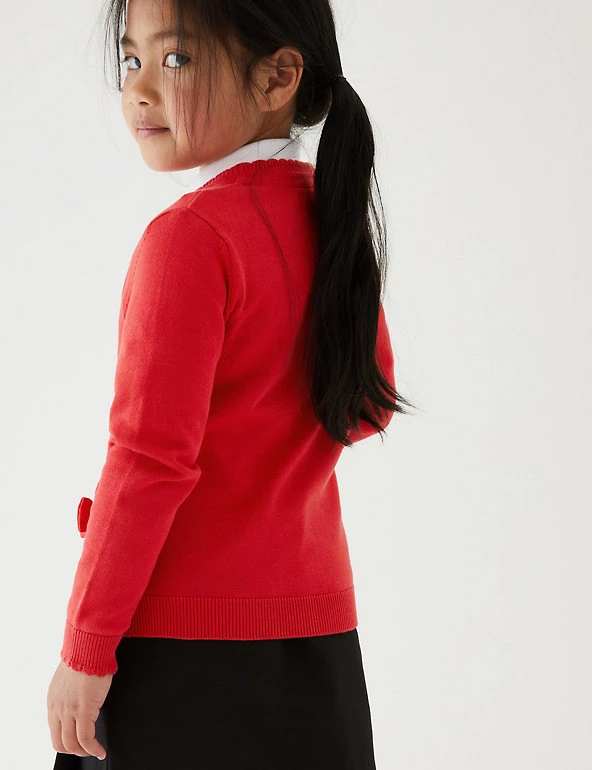 M&S Collection Cardigans Girls’ Pure Cotton Bow Pocket School Cardigan (3-18 Yrs) 6 M&S Collection Cardigans Girls’ Pure Cotton Bow Pocket School Cardigan (3-18 Yrs) - Image 4