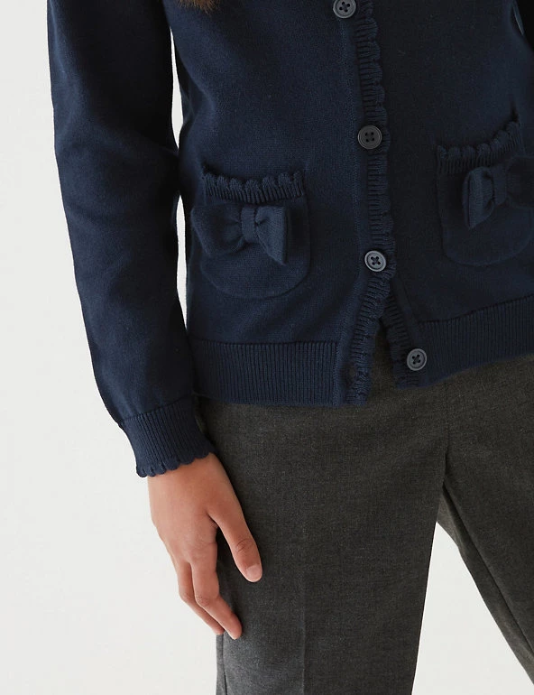 M&S Collection Cardigans Girls’ Pure Cotton Bow Pocket School Cardigan (3-18 Yrs) 17 M&S Collection Cardigans Girls’ Pure Cotton Bow Pocket School Cardigan (3-18 Yrs) - Image 15