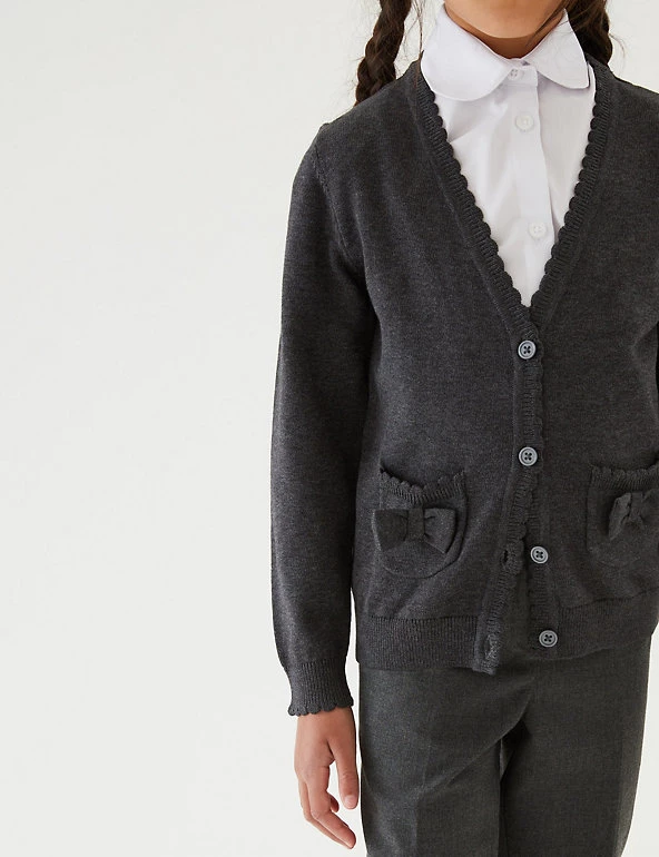 M&S Collection Cardigans Girls’ Pure Cotton Bow Pocket School Cardigan (3-18 Yrs) 9 M&S Collection Cardigans Girls’ Pure Cotton Bow Pocket School Cardigan (3-18 Yrs) - Image 7