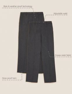 M&S Collection 2pk Girls' Easy Dressing Slim Leg School Trousers (3-18 Yrs) -Outlet The Tidy Tots Store SD 04 T76 1427 T0 X EC 90
