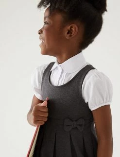 M&S Collection Dresses Girls' Cotton Knitted School Pinafore (2-12 Yrs) -Outlet The Tidy Tots Store SD 04 T76 1729 T0 X EC 1