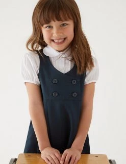 M&S Collection Dresses Girls' Permanent Pleats School Pinafore (2-12 Yrs) -Outlet The Tidy Tots Store SD 04 T76 1755 F0 X EC 1