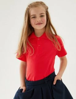 M&S Collection Polo-shirts 3pk Unisex Pure Cotton School Polo Shirts (2-16 Yrs) -Outlet The Tidy Tots Store SD 04 T76 2051 B0 X EC 1
