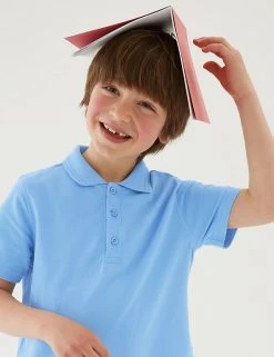 M&S Collection Polo-shirts 3pk Unisex Pure Cotton School Polo Shirts (2-16 Yrs) -Outlet The Tidy Tots Store SD 04 T76 2051 E0 X EC 1