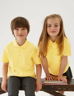 M&S Collection Polo-shirts 3pk Unisex Pure Cotton School Polo Shirts (2-16 Yrs) -Outlet The Tidy Tots Store SD 04 T76 2051 R0 X EC 0