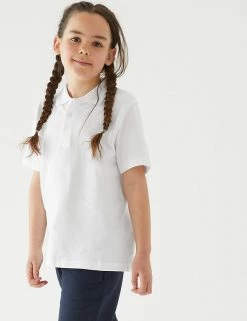 M&S Collection Polo-shirts 3pk Unisex Pure Cotton School Polo Shirts (2-16 Yrs) -Outlet The Tidy Tots Store SD 04 T76 2051 Z0 X EC 4