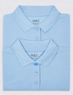 M&S Collection Polo-shirts 2pk Girls' Stain Resist School Polo Shirts (2-16 Yrs) -Outlet The Tidy Tots Store SD 04 T76 2054 E0 X EC 7