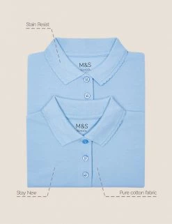 M&S Collection Polo-shirts 2pk Girls' Stain Resist School Polo Shirts (2-16 Yrs) -Outlet The Tidy Tots Store SD 04 T76 2054 E0 X EC 90