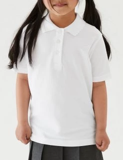 M&S Collection Polo-shirts 2pk Girls' Stain Resist School Polo Shirts (2-16 Yrs) -Outlet The Tidy Tots Store SD 04 T76 2054 Z0 X EC 1