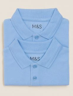 M&S Collection Polo-shirts 2pk Boys' Slim Fit School Polo Shirts (2-16 Yrs) -Outlet The Tidy Tots Store SD 04 T76 2055 E0 X EC 7