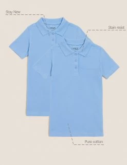 M&S Collection Polo-shirts 2pk Girls' Slim Fit School Polo Shirts (2-16 Yrs) -Outlet The Tidy Tots Store SD 04 T76 2058 E0 X EC 90