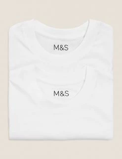 M&S Collection 2pk Unisex Pure Cotton School T-Shirts (2-16 Yrs) -Outlet The Tidy Tots Store SD 04 T76 2206 Z0 X EC 7
