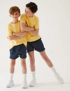 M&S Collection 2pk Unisex Pure Cotton School Shorts (2-16 Yrs)