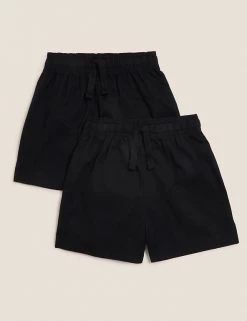 M&S Collection 2pk Unisex Pure Cotton School Shorts (2-16 Yrs) -Outlet The Tidy Tots Store SD 04 T76 3234 Y0 X EC 90
