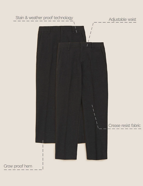 M&S Collection Boys' 2pk Skinny Leg School Trousers (2-18 Yrs) 9 M&S Collection Boys' 2pk Skinny Leg School Trousers (2-18 Yrs) - Image 7