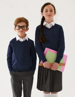 M&S Collection Jumpers 2pk Unisex Pure Cotton School Jumper (3-18 Yrs) -Outlet The Tidy Tots Store SD 04 T76 3919 F0 X EC 0