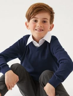 M&S Collection Jumpers 2pk Unisex Pure Cotton School Jumper (3-18 Yrs) -Outlet The Tidy Tots Store SD 04 T76 3919 F0 X EC 3