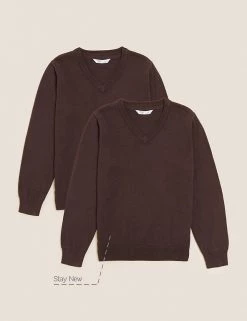 M&S Collection Jumpers 2pk Unisex Pure Cotton School Jumper (3-18 Yrs) -Outlet The Tidy Tots Store SD 04 T76 3919 N0 X EC 90