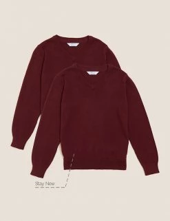 M&S Collection Jumpers 2pk Unisex Pure Cotton School Jumper (3-18 Yrs) -Outlet The Tidy Tots Store SD 04 T76 3919 XM X EC 90