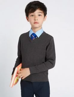 M&S Collection Jumpers Unisex Cotton Rich School Jumper (3-16 Yrs) -Outlet The Tidy Tots Store SD 04 T76 3920 T0 X EC 1