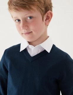 M&S Collection 2pk Unisex Slim Fit Cotton School Jumpers (3-18 Yrs) -Outlet The Tidy Tots Store SD 04 T76 3921 F0 X EC 2
