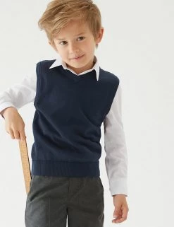 M&S Collection Jumpers Unisex Pure Cotton School Tank Top (2-18 Yrs) 30 M&S Collection Jumpers Unisex Pure Cotton School Tank Top (2-18 Yrs) -Outlet The Tidy Tots Store SD 04 T76 3922 F0 X EC 2