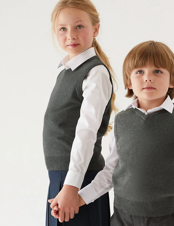 M&S Collection Jumpers Unisex Pure Cotton School Tank Top (2-18 Yrs) 3 M&S Collection Jumpers Unisex Pure Cotton School Tank Top (2-18 Yrs)