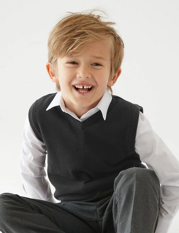 M&S Collection Jumpers Unisex Pure Cotton School Tank Top (2-18 Yrs) 11 M&S Collection Jumpers Unisex Pure Cotton School Tank Top (2-18 Yrs) - Image 9