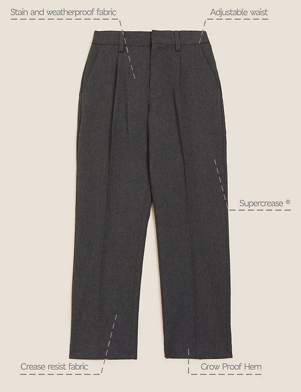 Boys' Regular Leg Plus Fit School Trousers (2-18 Yrs) 4 Boys' Regular Leg Plus Fit School Trousers (2-18 Yrs) - Image 2