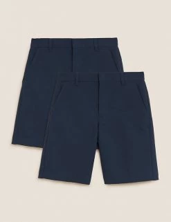 M&S Collection School 2pk Boys' Regular Leg Shorts (2-14 Yrs) -Outlet The Tidy Tots Store SD 04 T76 4918 F4 X EC 90