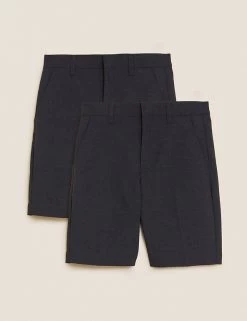 M&S Collection School 2pk Boys' Regular Leg Shorts (2-14 Yrs) -Outlet The Tidy Tots Store SD 04 T76 4918 PK X EC 90