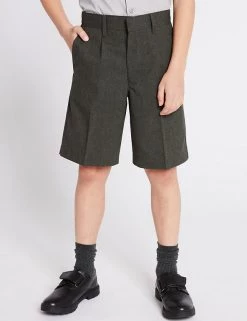 M&S Collection Boys' Regular Leg Pleat Front School Shorts (2-14 Yrs) -Outlet The Tidy Tots Store SD 04 T76 4935 T0 X EC 1